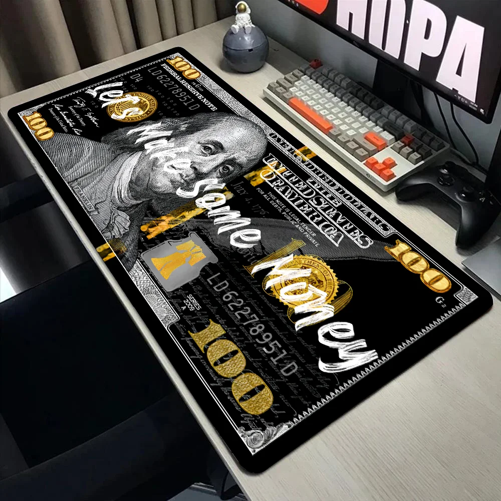 

Большой коврик для мыши с рисунком денег, настольный коврик с забавным дизайном, художественный коврик для мыши с нескользящей резиновой основой, сшитый край, настольный коврик для работы 30x60
