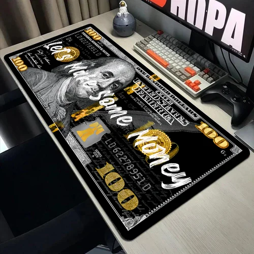Imagen 1 del producto Alfombrilla de ratón grande con diseño de dinero, alfombrilla de escritorio con diseño divertido, alfombrilla de ratón artística con Base de goma antideslizante, borde cosido, para el trabajo, 30x60