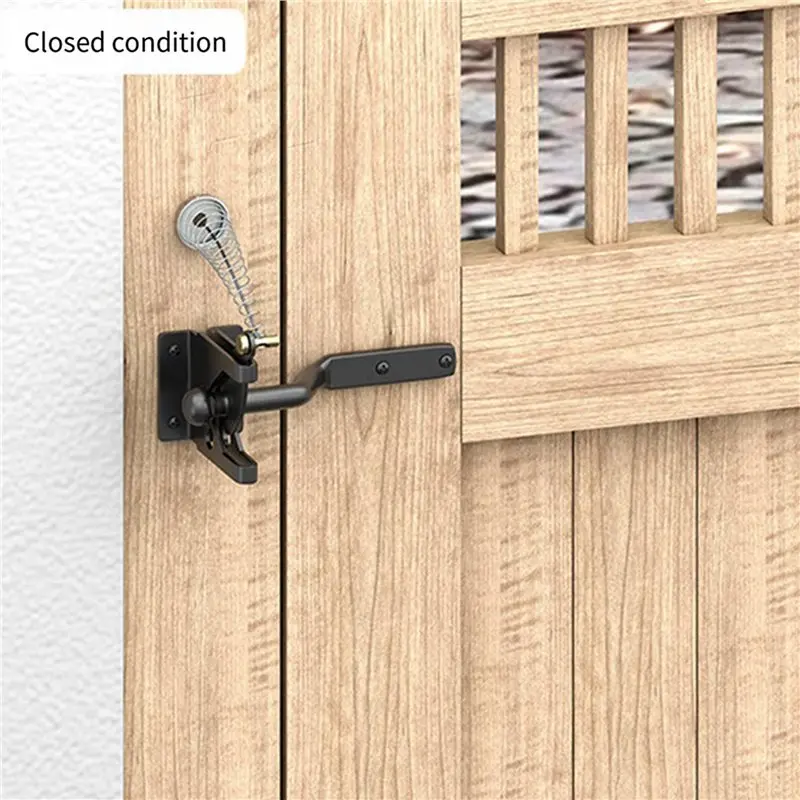 【LAST CHANCE】3X Self-Locking Gate Latch Carbon Steel Post Mounted Fence Gate Latch Heavy Duty Automatic Gravity Lever Latch