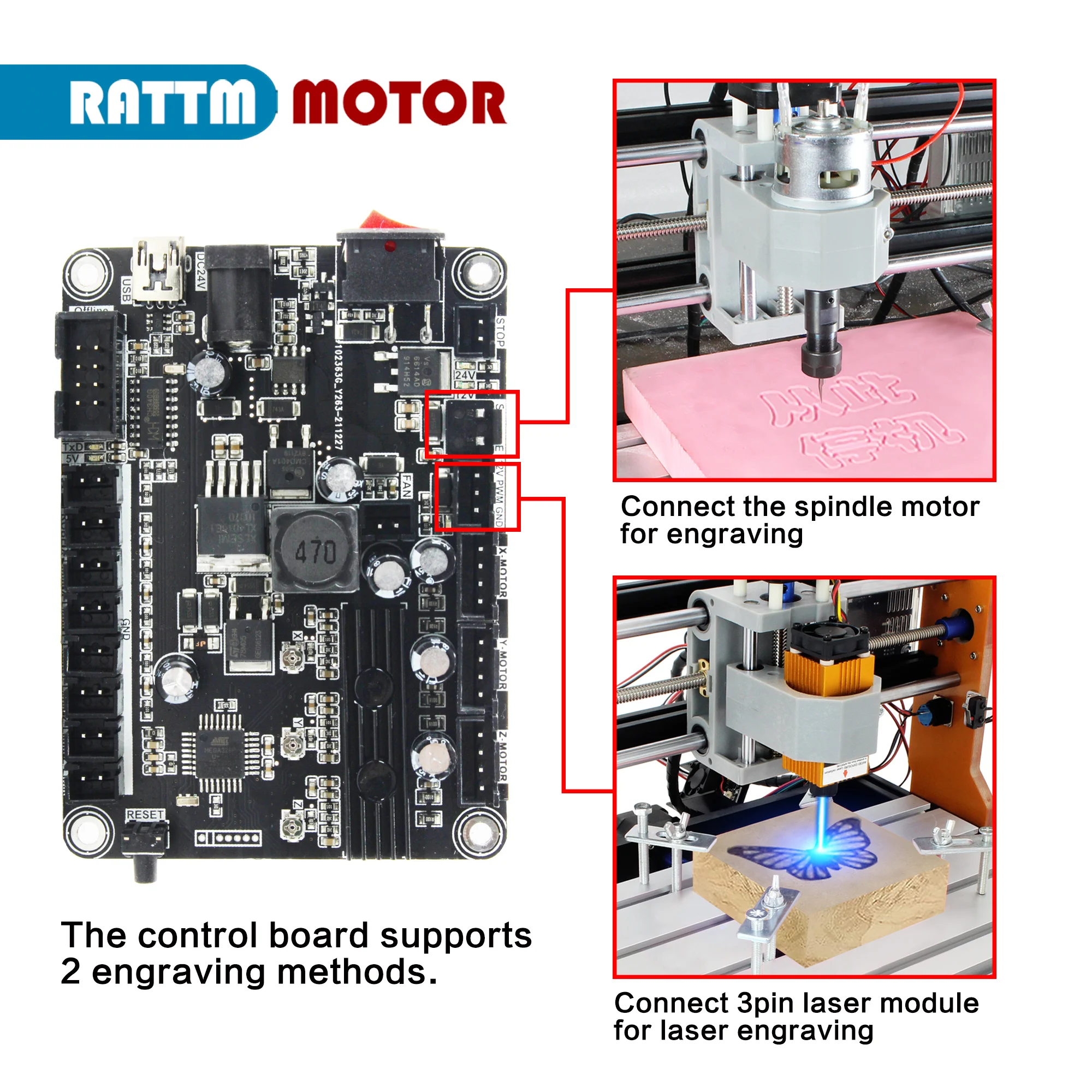 CNC 3018 Pro Laser Engraver Woodworking 3 Axis CNC Engraving Machine Control Board grbl 1.1f USB Port