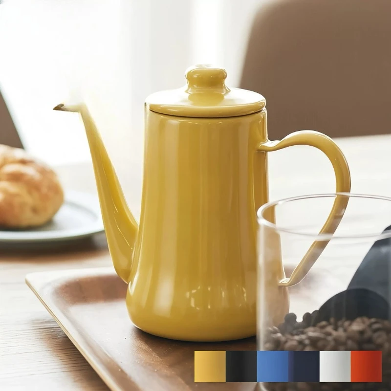 Coffee pot, printed hand-brewed pot, enamel enamel porcelain fine mouth, outdoor kettle can be open flame