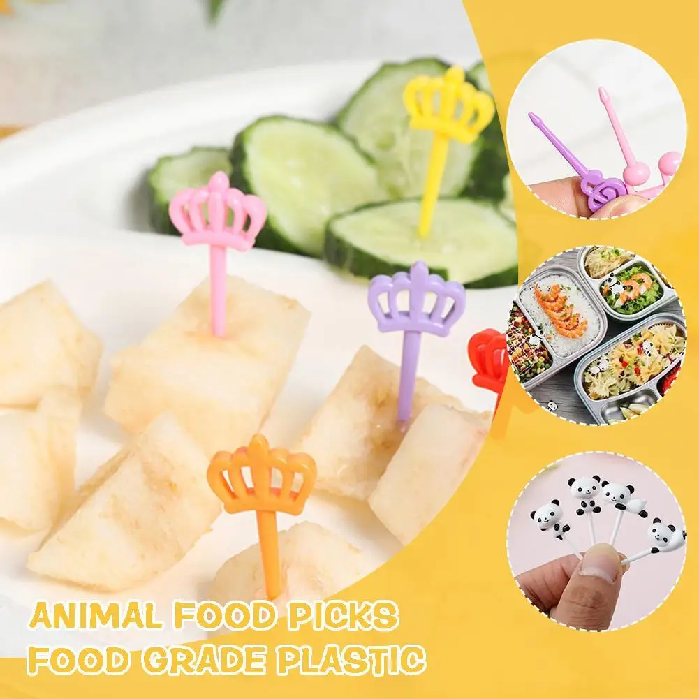 8/10Pcs Panda Animal Fruit Fork Food Grade Plastic Lunch Party Kids Bento Decoration Bento Cake Fruit Accessories Toothpick I3K4