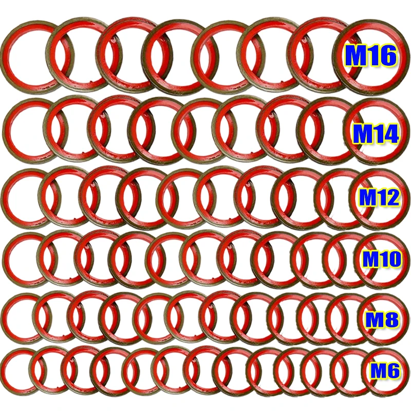 100pcs Car Oil Drain Plug Sealing Gasket Universal Galvanized Nitrile Rubber Washer for Car Engine Systems Leakage Protection