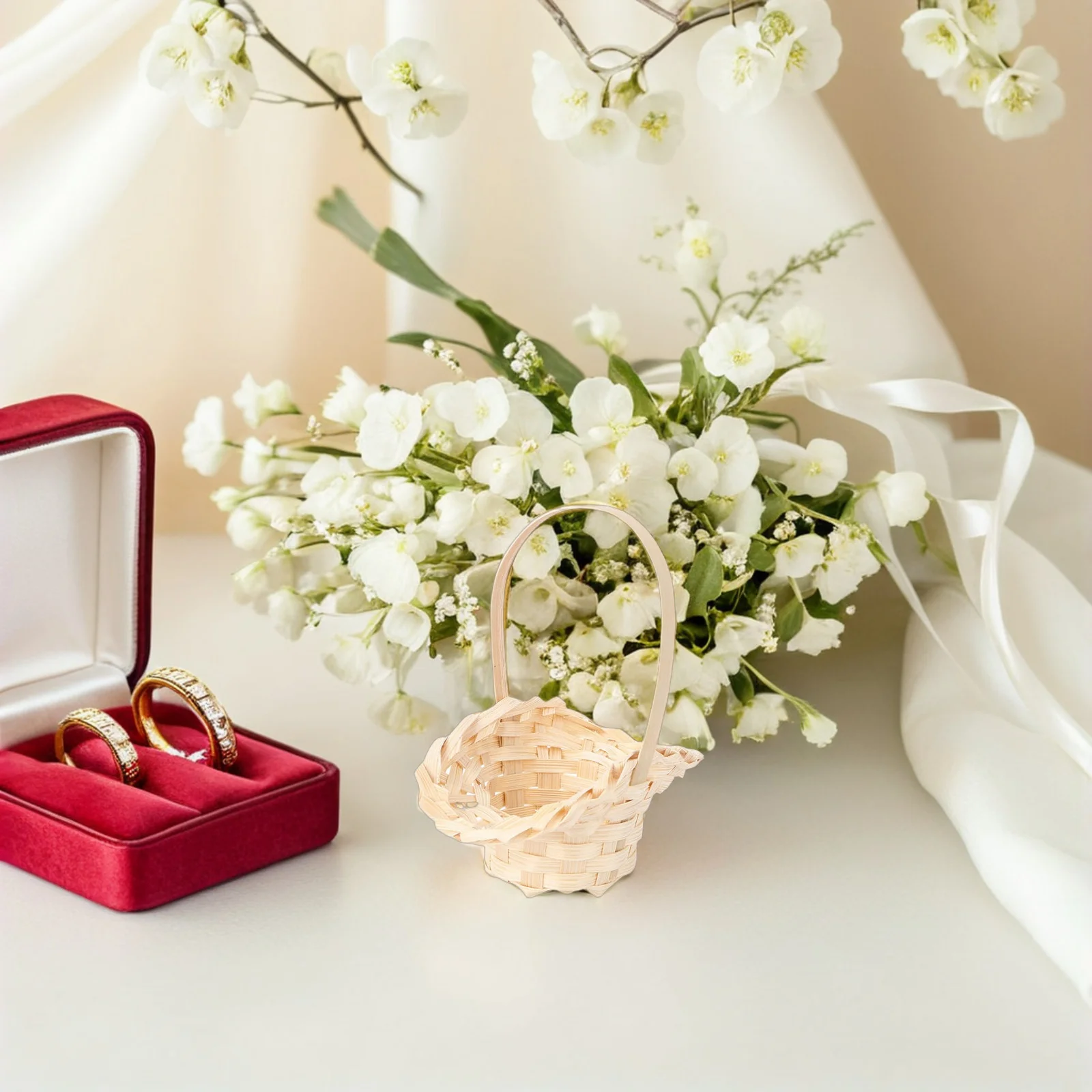 

4Pcs Small Woven Flower Baskets Handwoven Bamboo Rattan Mini Storage Containers for Wedding Party Decor Gifts Living Room