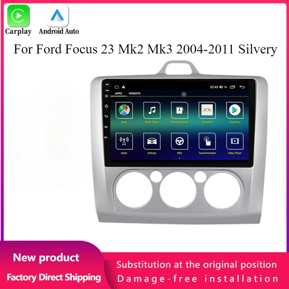 

Android 14 Car Radio For Ford Focus 23 Mk2 Mk3 2004-2011 Silvery GPS Multimedia Wireless Bluetooth Carplay Touch Screen Stereo