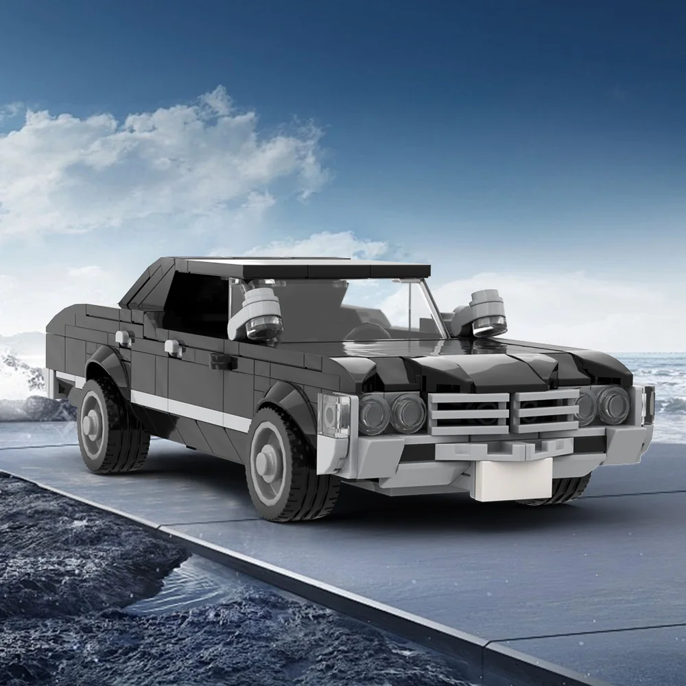 MOC خارق إمبالا نموذج سيارة اللبنات الفيلم خارق للطبيعة 1967 شيفروليه إمبالا سيارة سوداء لعبة الطوب هدية الكبار