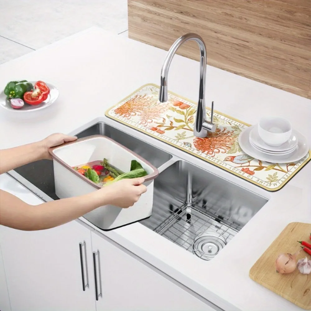 Diatomite Sink Splash Guard Kitchen Faucet Absorbent Mat Drip Catcher Drying Faucet Pad for Counter Bathroom Bar Tools