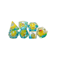 New 7 Pieces Acrylic Polyhedral Dices Set Bar Toys Filled With Ducks D6 Data D8 D10 D12 D20 Dice Role For TRPG DND Accessories