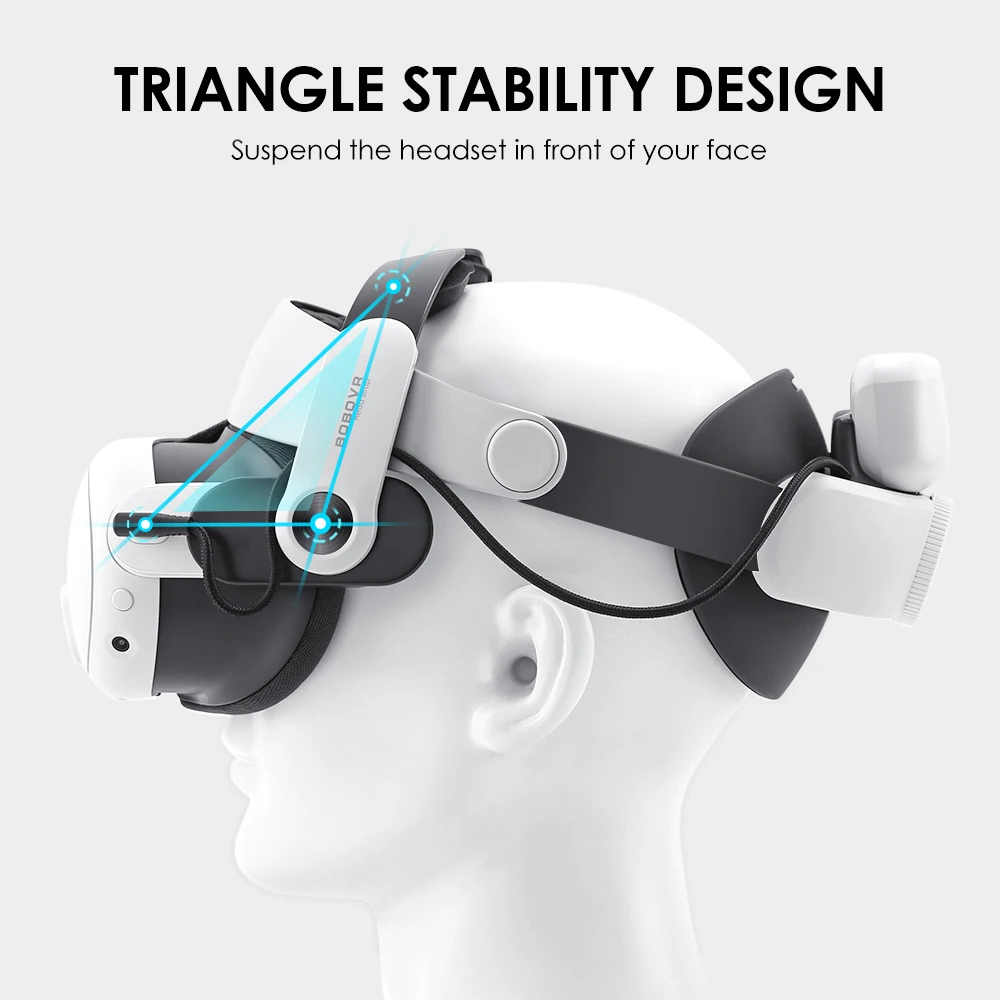 يعمل M3 Pro مع عصابة رأس بطارية سماعة الرأس Meta Quest 3/Quest 3s VR بديلة لحزام النخبة ووقت اللعب المحسن