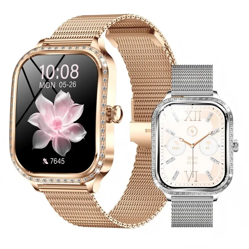 MK88 Ladies Smartwatch With Selected Diamonds 1.75-inch Curved Screen Bluetooth Calls Female Menstrual Cycle Monitor Smart Watch