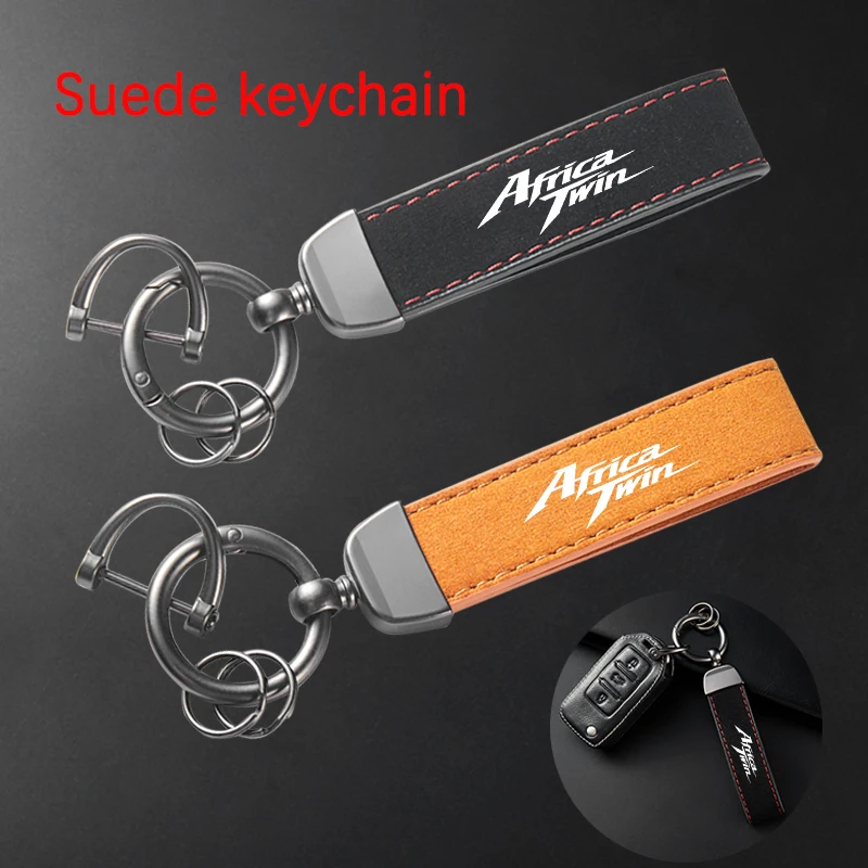 For Honda Africa Twin CRF 1100 L CRF1100 CRF1000L Accessories High-Grade Leather Suede Keychain Motorcycle Key Ring