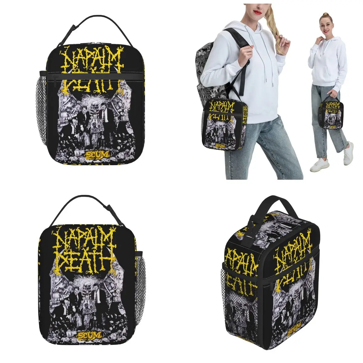 Insulated Lunch Box Napalm Death Black Metal Band Merch Storage Food Box Fashion Cooler Thermal Lunch Box For School