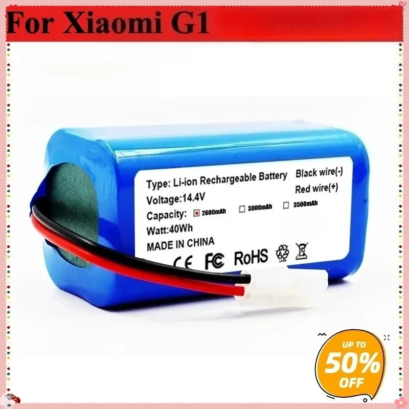 

5800mAh 14.4V Li-ion Battery for Xiaomi G1 Puppyoo WP650 R30 R35 Pro Phicomm X3 Robot Vacuum Cleaner Replacement High Capacity
