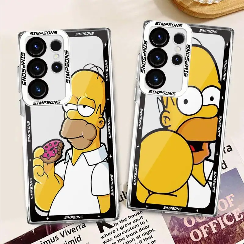 Disney Homer J Simpsons Clear Case For Samsung Galaxy S23 S24 S22 Ultra S20 FE S21 Plus Note 20 10 Phone Cover Angel Eye Funda