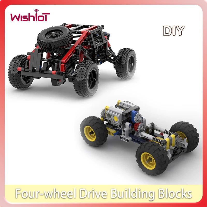 

Строительный блок с полным приводом, шасси внедорожника, собранный своими руками, модель с амортизатором, дифференциал, рулевое колесо # Т3