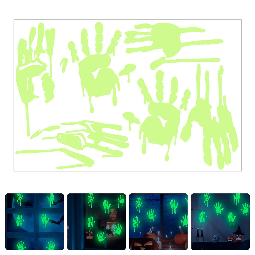 Halloween Blood Window Decal Party Fluorescent Stickers Inflatables Spider Decorations Glow The Dark Wall Green Pvc