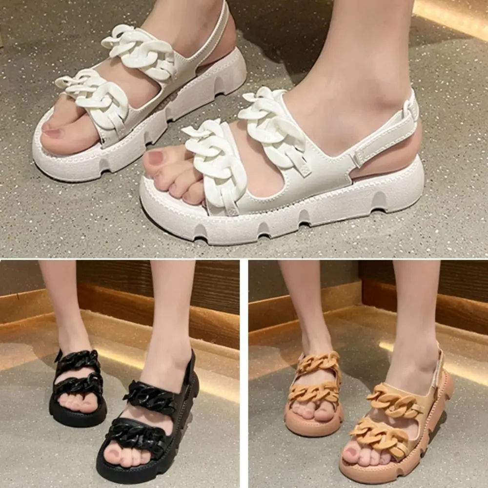 Mode Kette Gürtel Dicken Sohlen Sandalen Anti Slip PVC Plattform Sandalen Anti Geruch Oberbekleidung Schuhe Hausschuhe Frauen Strand