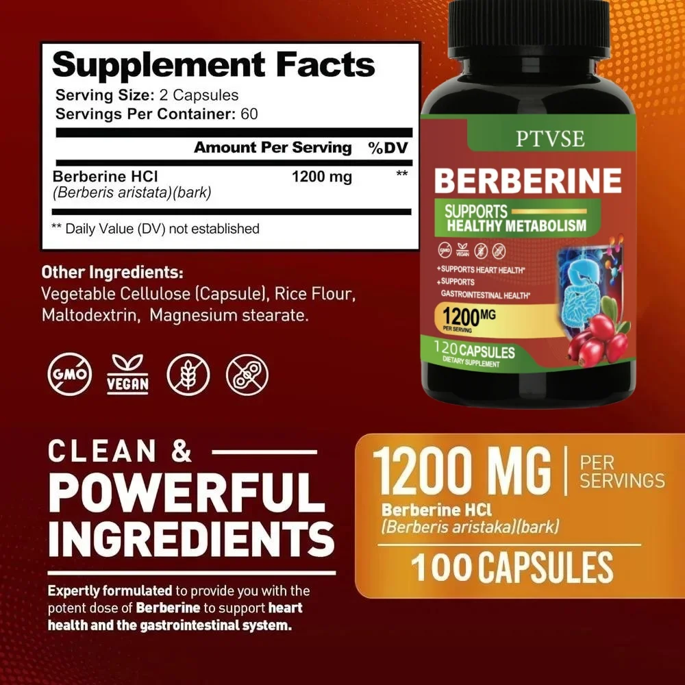 Berberine  Capsule Antioxidant Supports Immune System, Cardiovascular & Gastrointestinal Function