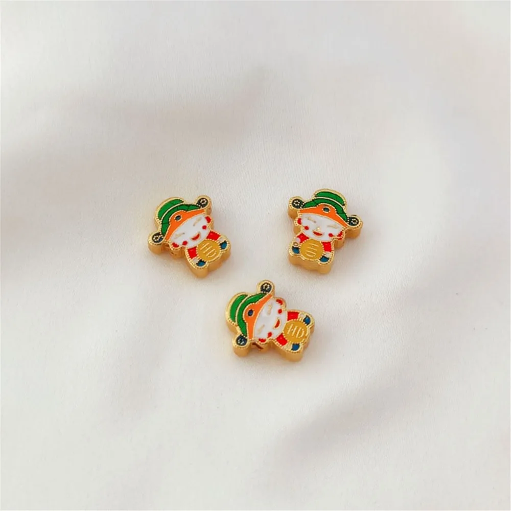 Ancient-style Gold Accessory Double-sided Oil-dripping Wealth-attracting Boy Horizontal God Wealth Beaded Stringing DIY Jewelry