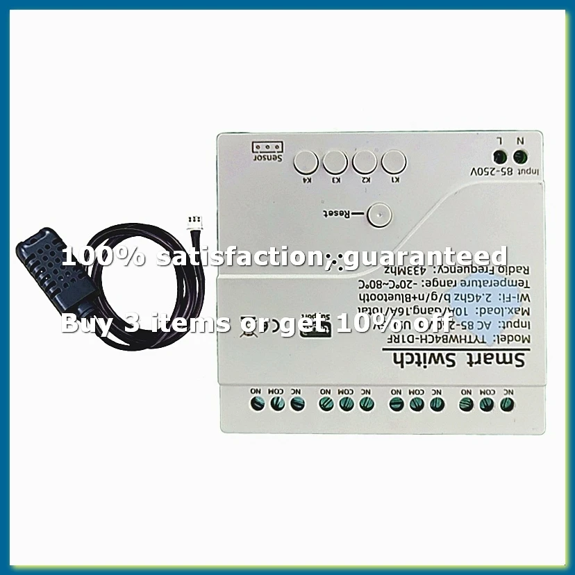 Tuya WiFi 4 Channel Smart Switch with Temperature Humidity Sensor Passive Dry Contact Switch for C