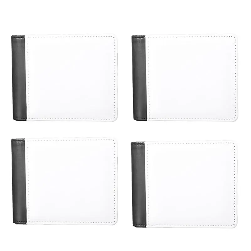 ABFW 4PCS Sublimation Wallet Blank for Men Pu Heat Transfer DIY Bank Card Holder Bifold Wallet for Back School Gifts