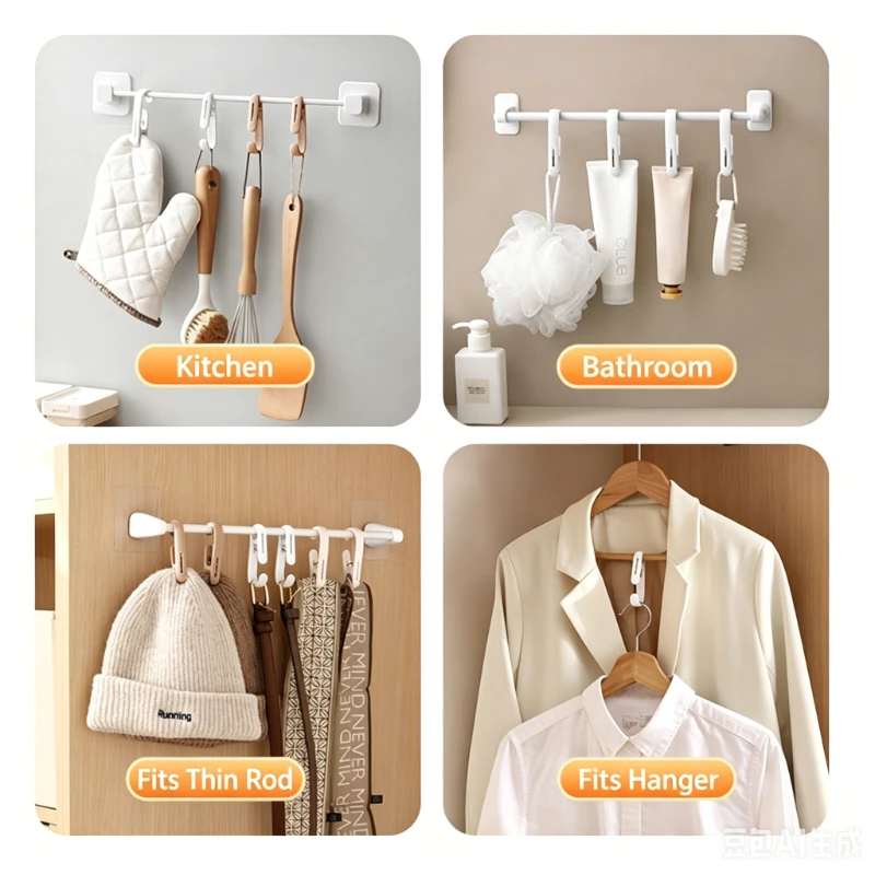 Multifunktionale Clip-Haken Tragbare Wäscheklammern für Socken, Handtücher, Kosmetik, Küche, Bad, Kleiderschrank, Reise-Aufbewahrung – Detail 4