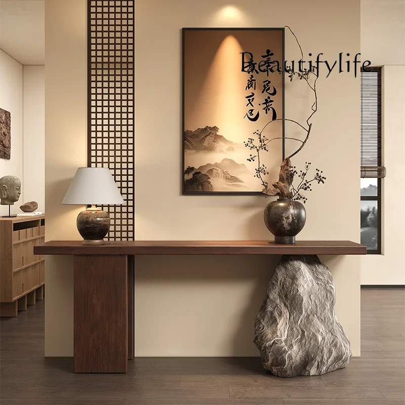 imitation stone leg entrance table Hotel corridor end view table  decorative table against the wall Solid wood strip case