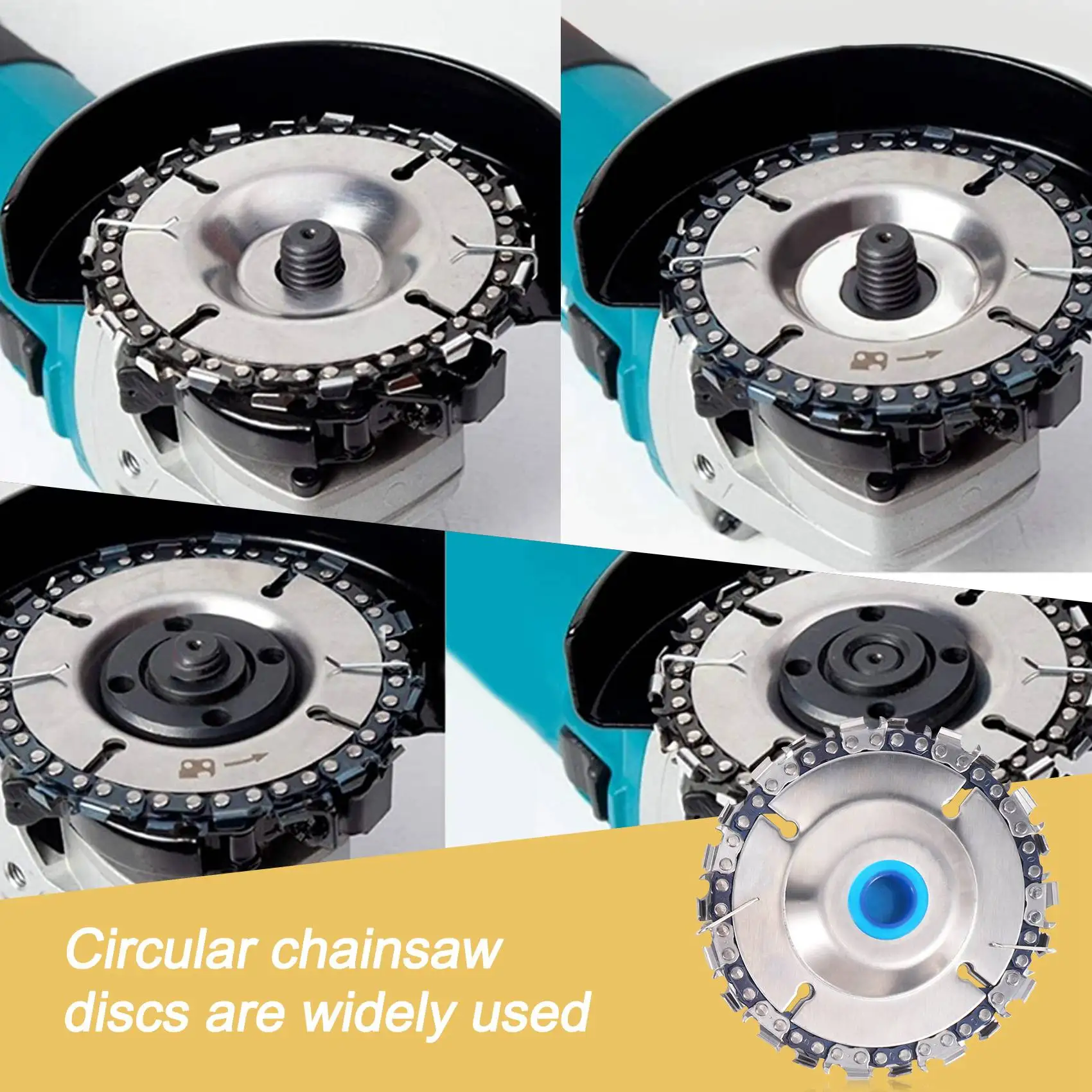 ABKL Wood Carving Chain Disc - with 3 PCS of Extra Circlets, 7/8 inch Arbor Wheel Grinding, Shaping Circular Chainsaw Disk