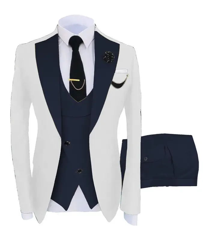 3pcs Men Coat Business Formal Slim Fit Suit Costumes Pour Homme Set Party Vest Pants Wedding Blazer Verde Hombre Terno Masculino