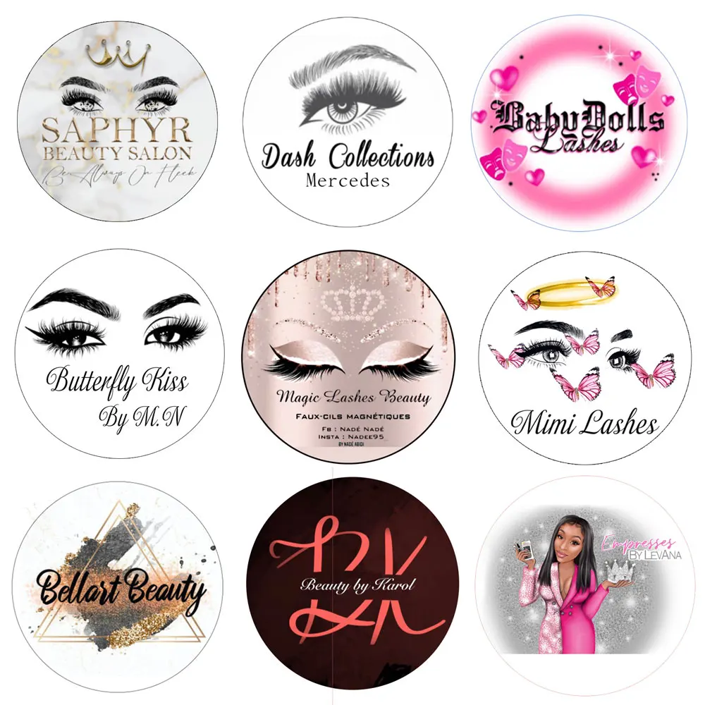 Customized Mink Lashes Label Logo Free Design Fake Eyelashes Private Logo Stickers Wholesale 100Pcs Lash Boxes Packaging Sticker