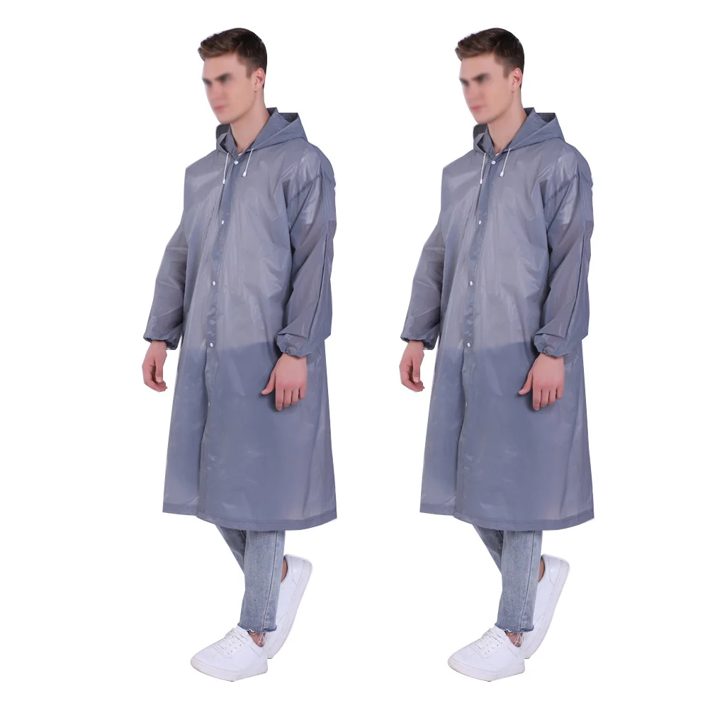 2 Pcs Rain Ponchos for Adults Jacket Portable Raincoat Mens Suit Clear Outdoor with Hat