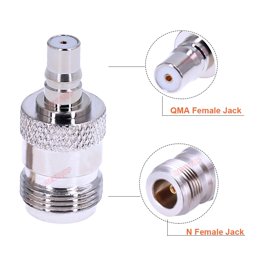 10PCS/LOT N to QMA Adapter N Male / Female to QMA Male / Female Straight RF Coaxial Adaptor 50 Ohm Converter BEVOTOP Connectors