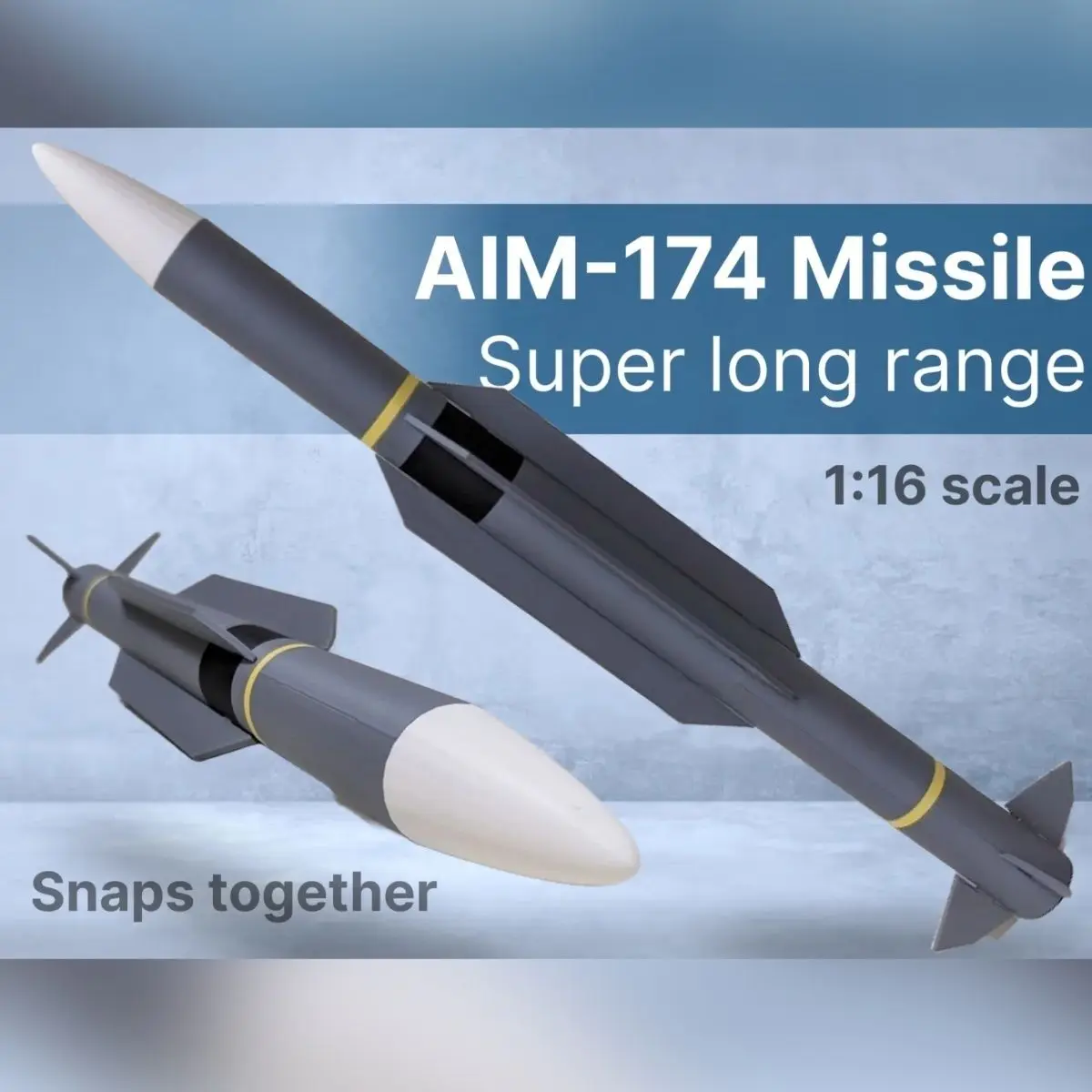 

AIM-174 Missile Model 1:16 Air-to-Air Long-Range Missile Model Realistic Assembly Ornament 3D Printed Military Hobbyist MustHave
