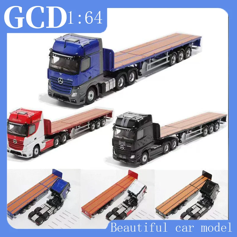 GCD 1:64 Mercedes-Benz 3-   Axis Truck Retractable Towing Flatbed Truck Alloy Engineering Vehicle Model Collection