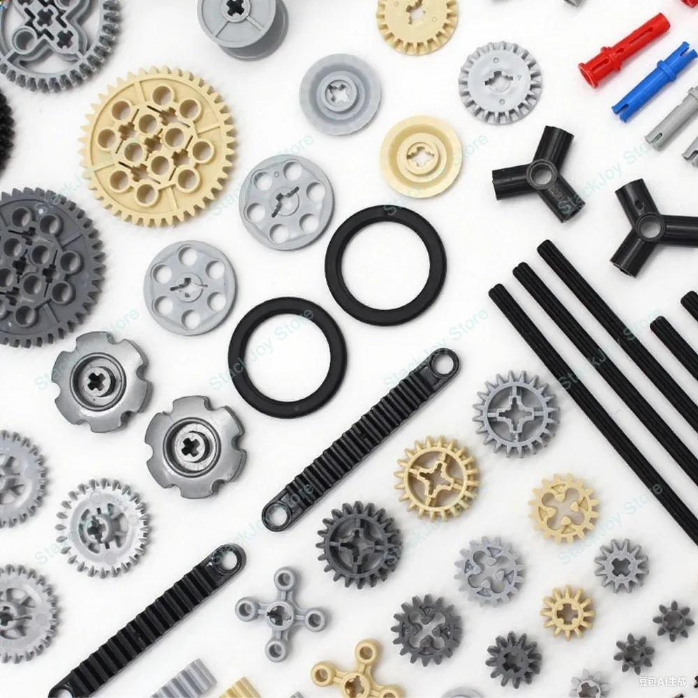 Kit de piezas técnicas MOC, conectores de ejes, ejes de engranajes de 40 dientes para construcción de vástagos, Compatible con proyectos de bricolaje 9686, 116 Uds.
