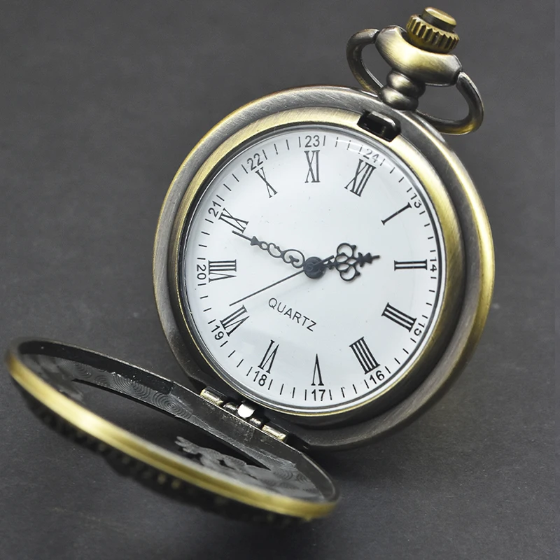 레트로 청동 Steampunk 플립 탑 남성과 여성 학생 선물 석영 목걸이 기념 회중 시계