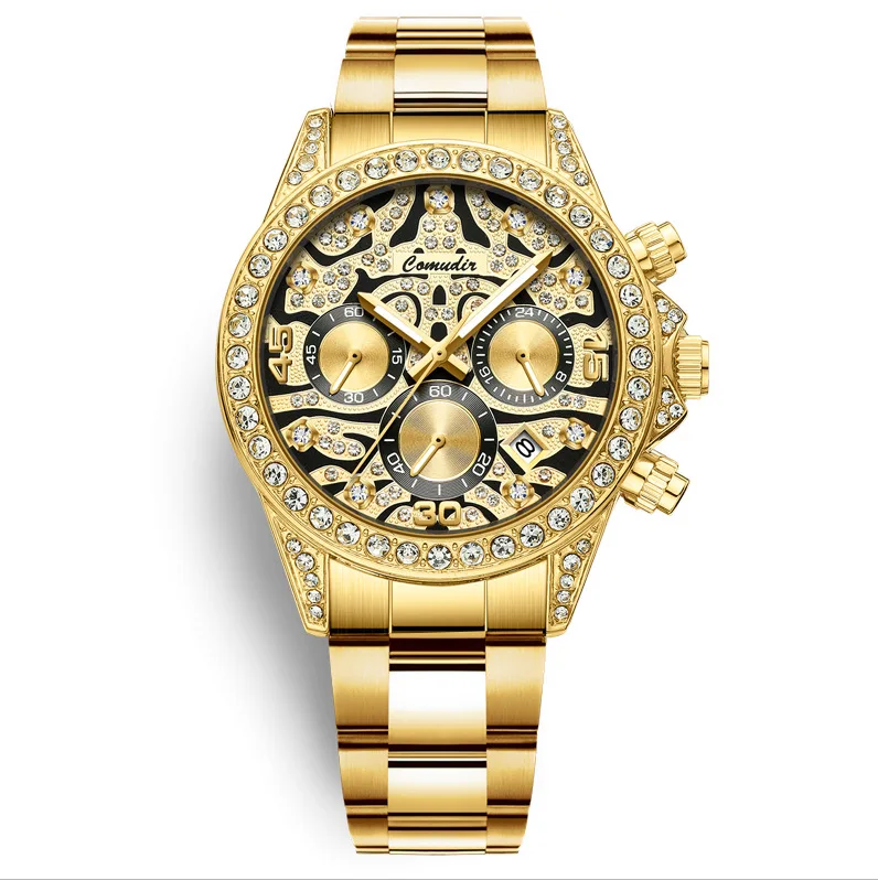 New Tiger Di Hollow Fake Mechanical Watch Men's Luminous Tide Calendar Waterproof Tiktok Men Watches Clock Luxury Watch