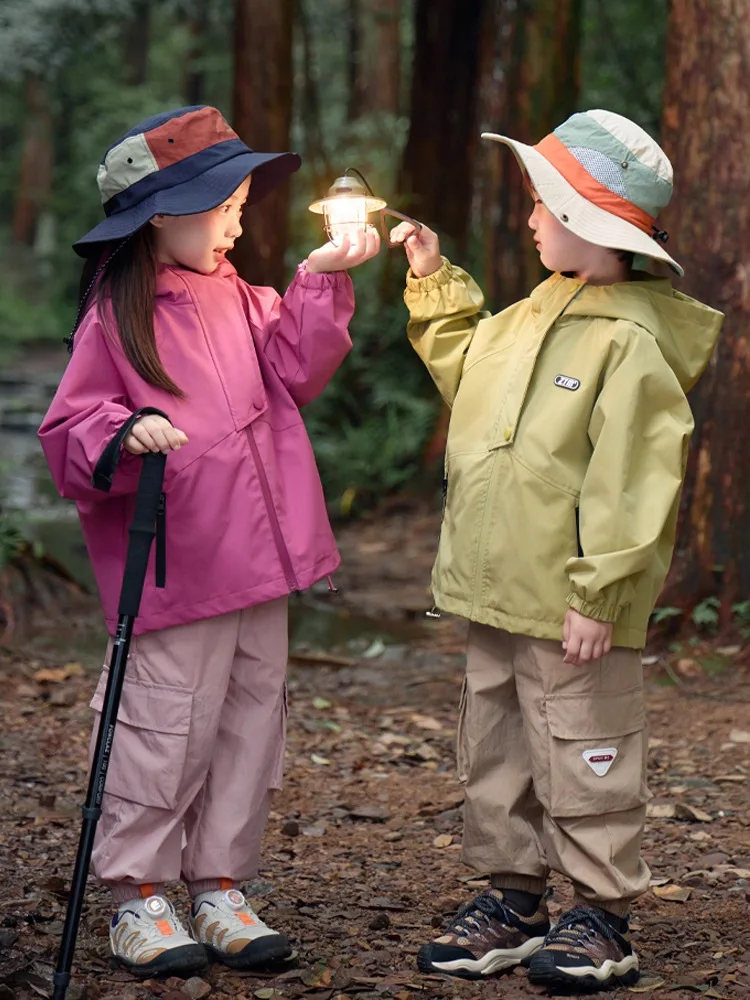 Unisex Wanderjacke Wasserdicht Herbst Kinder Windbreaker Outdoor Kapuzenjacken Mädchen Jacke Jungen Angeln Camping Klettern Oberbekleidung – Detail 9