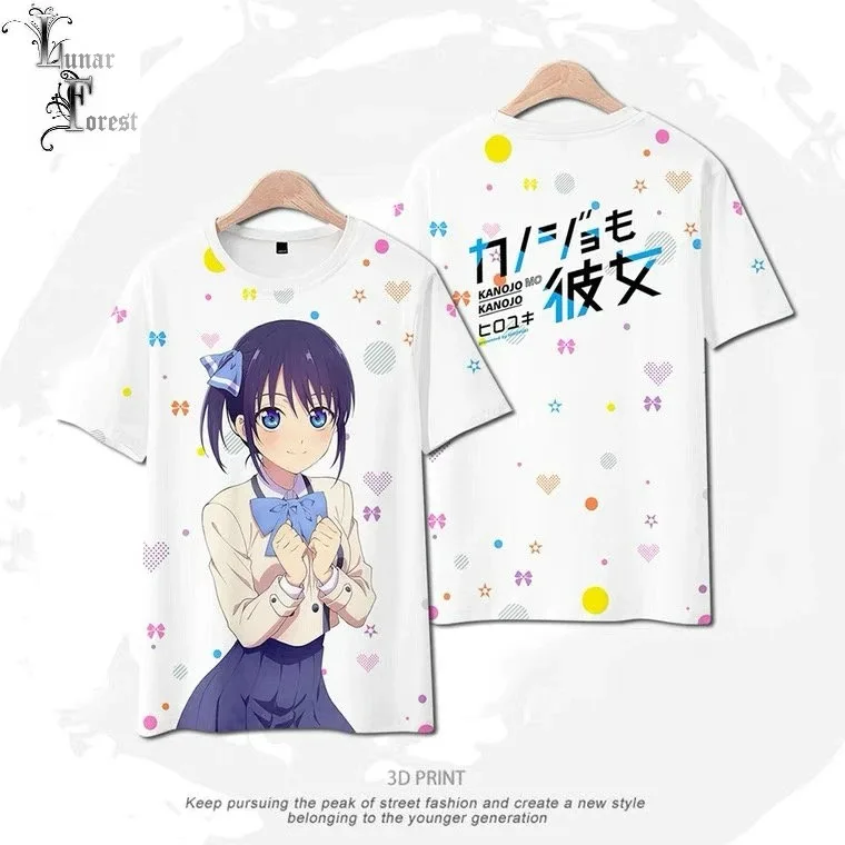 

Kanojo mo Kanojo 3D press ã o camiseta ver ã o moda em torno do pesco ç o manga curta popular anime japon ê s streetwear