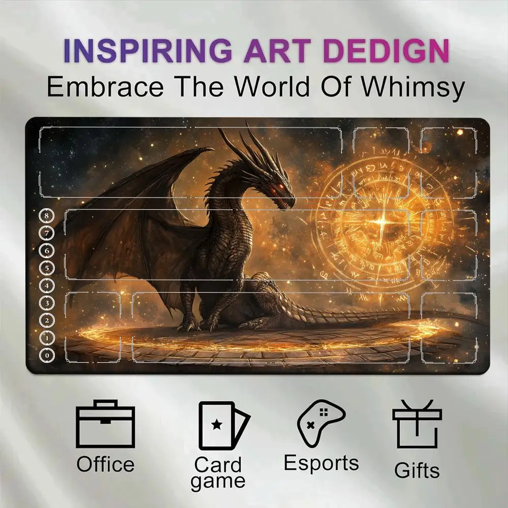 Anime Dragon Design Mouse Pad Card Playmat Stitched with Magic Zones Game Mats Tabletop Rug TCG Card Duel Deskmat Beginner