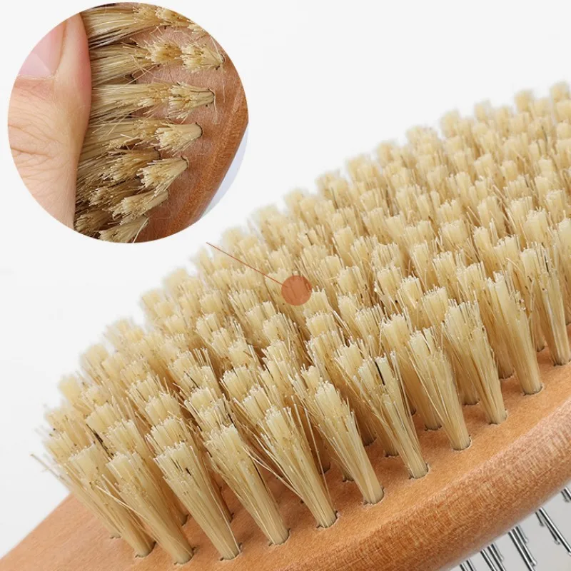 Dog Brush Double-sided Dogs Comb Massage Cat Brush Comb Dog Grooming Pet Hair Remover Bamboo Handle Dogs Hair Combs Pet Supplies