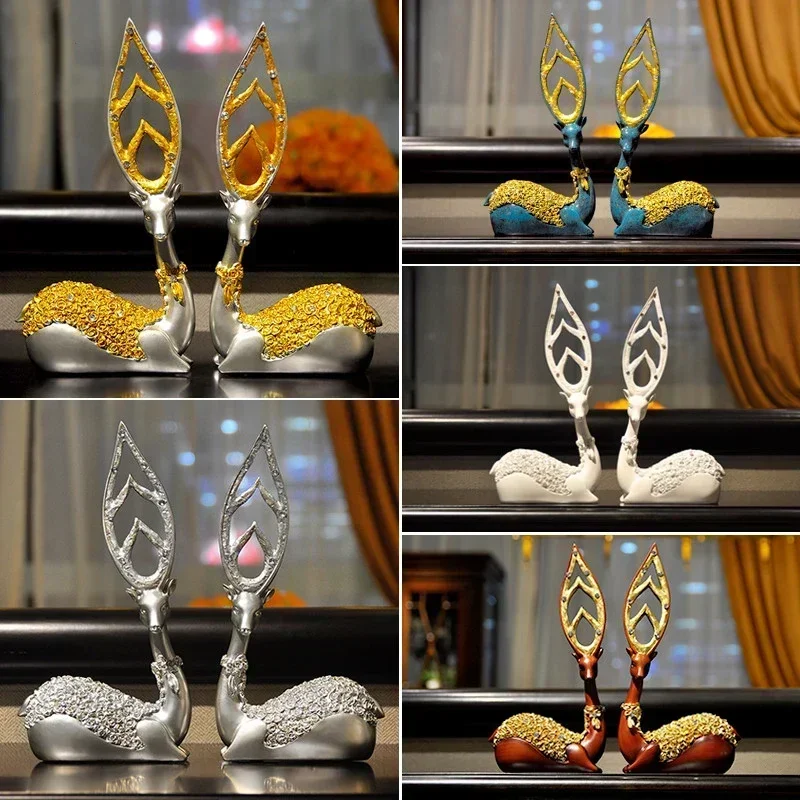 

Luxury European Resin Deer Accessories Home Furnishing Decoration Crafts Livingroom Figurines Fashion Ornaments Wedding Gifts