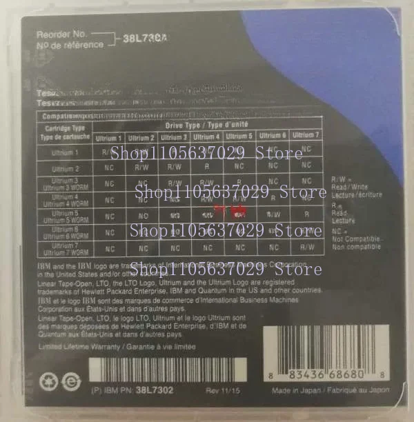 1pcs FOR IBM 38L7302 LTO7 Ultrium 7 Data Tape Cartridge, 6TB Native 15TB Compressed Storage Tape
