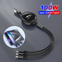 100W Fast Charge Cable For iPhone USB Type C/Micro Retractable For Jaguar X S F XF XE XJ XK XEL XFL XJL XJ6 XJS F-Pace XKR XFR