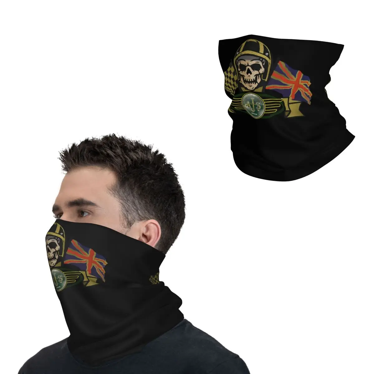 AJS Sticker AJS Motorcycles Ltd Bandana Neck Gaiter Printed Motocross Face Mask Hiking Unisex Adult Washable