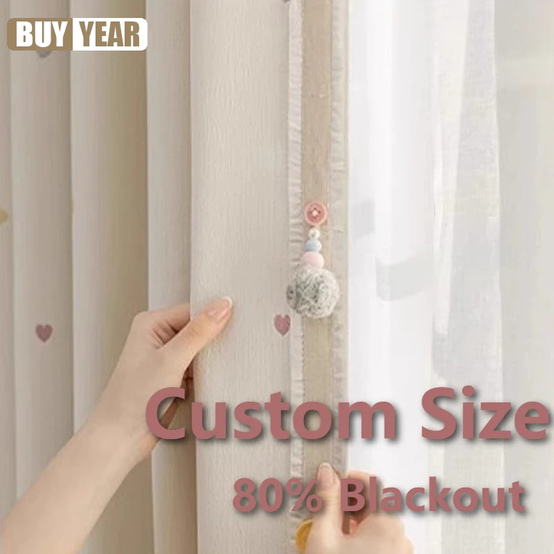 Custom Size  White Tulle Chenille Children's Room Blackout Luxury Sheer Elegant Curtains for Living Dining Room Bedroom Door
