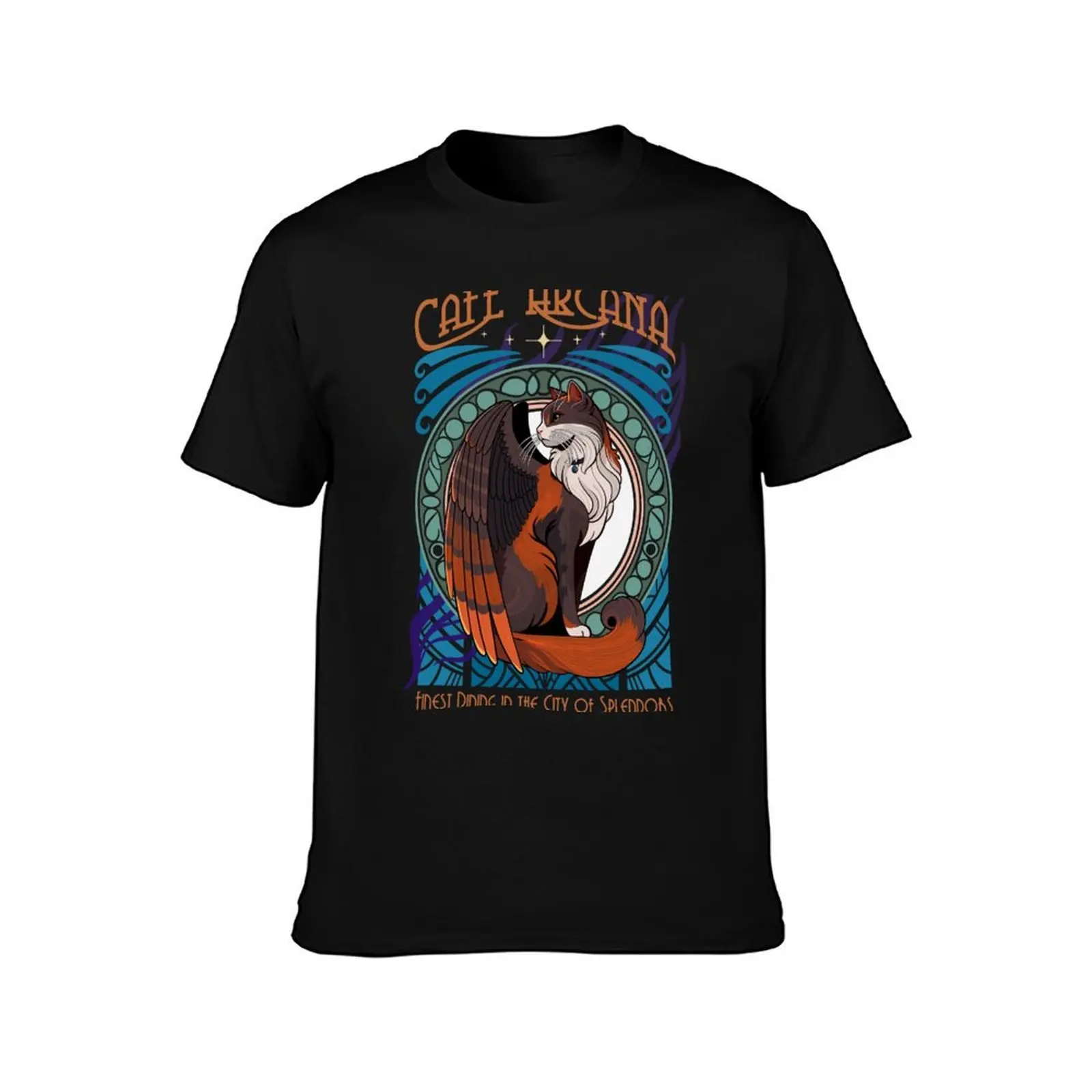 Café Arcana - Tressym T-Shirt, Summer Casual Cotton Tee, Oversized Streetwear Tops, Vintage Graphic Print, Unisex Men Women