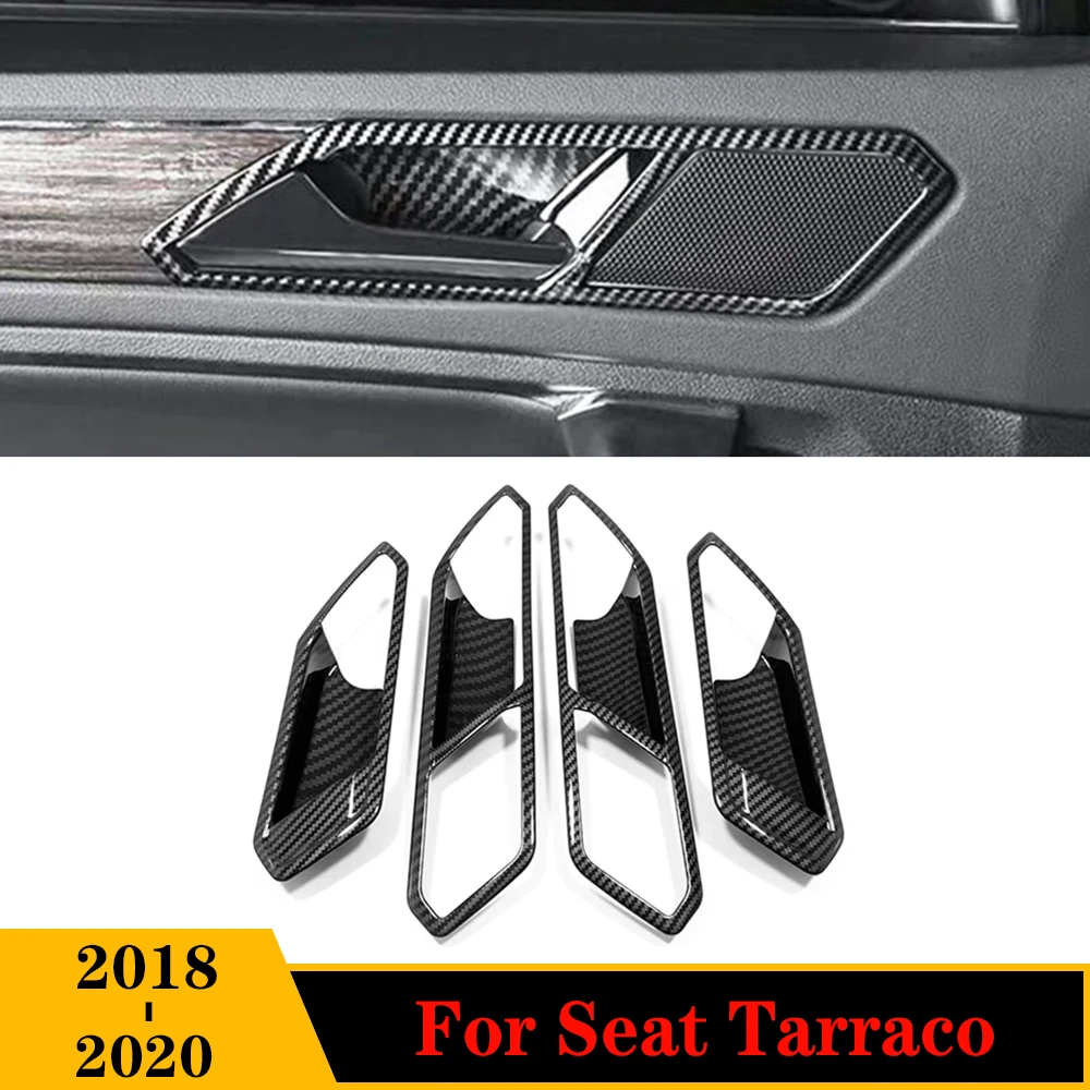 

For Seat Tarraco 2018 2019 2020 ABS Carbon fiber Car Inner Door Handle Bowl Frame Cover Trim Case Accessories