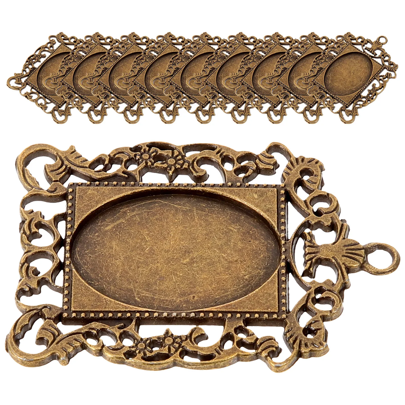 

10pcs Oval Bezel Pendant Trays Finish Diy Jewelry Making Base For Resin Craft Tray Blank Charm Holder Accessory