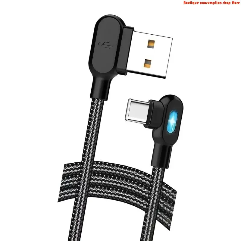 L9NA Heavy Duty USB to Type C Cable Double Angled Connectors for Easy Use
